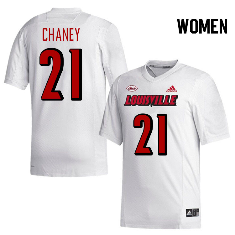 Women #21 Donald Chaney Louisville Cardinals College Football Jerseys Stitched-White